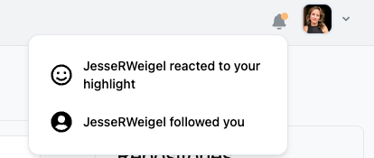 screenshot of notifications